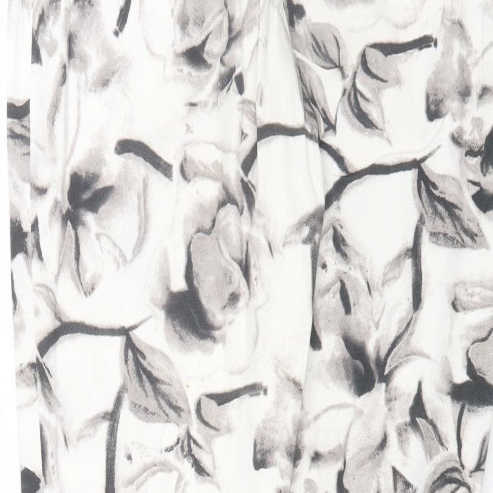 ET VOUS Womens White Floral  Trousers  Size 12 L24 in