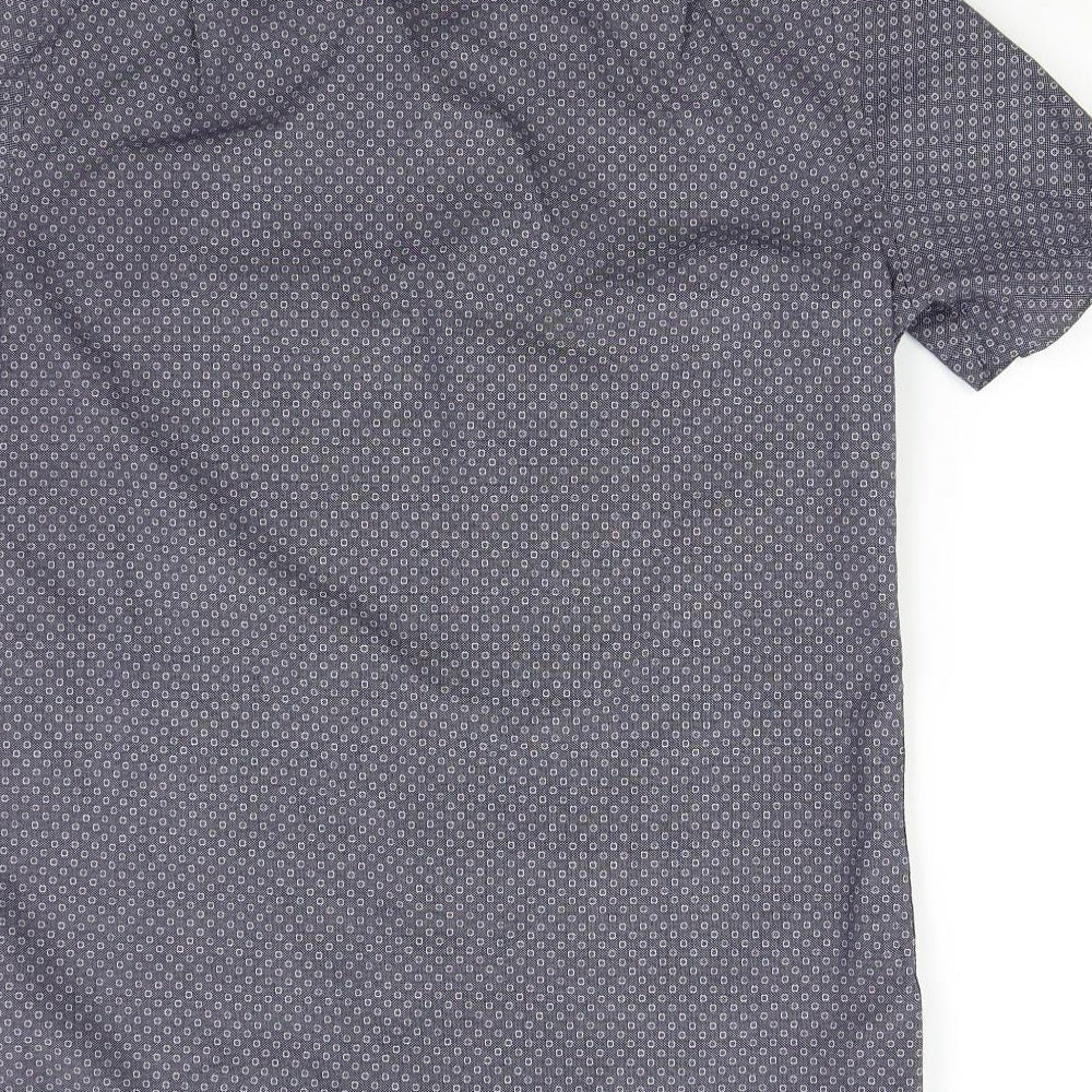 George Mens Blue Geometric   Button-Up Size 15.5