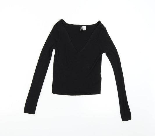 H&M Girls Black  Knit Pullover Jumper Size S