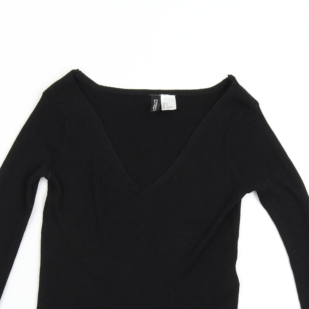 H&M Girls Black  Knit Pullover Jumper Size S