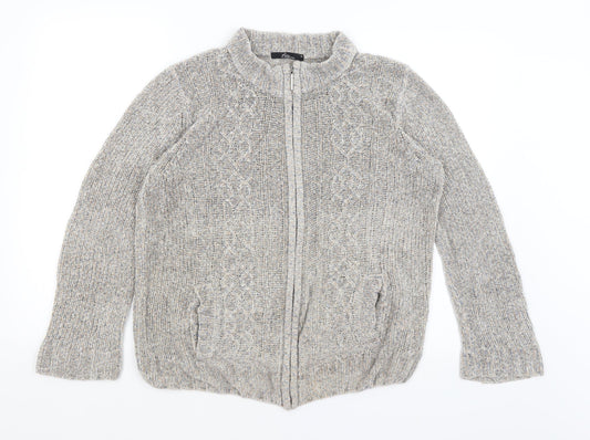BM Collection Womens Grey   Full Zip Jumper Size M