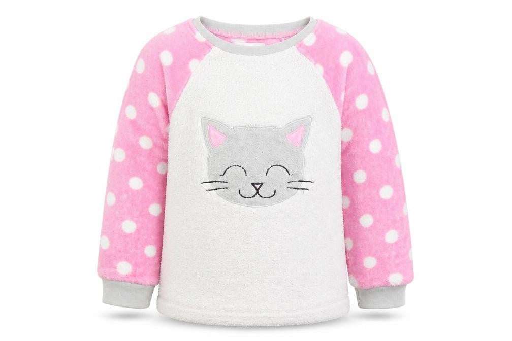 PJ Collection Girls Pink Polka Dot  Top Pyjama Top Size 7-8 Years  - Cat