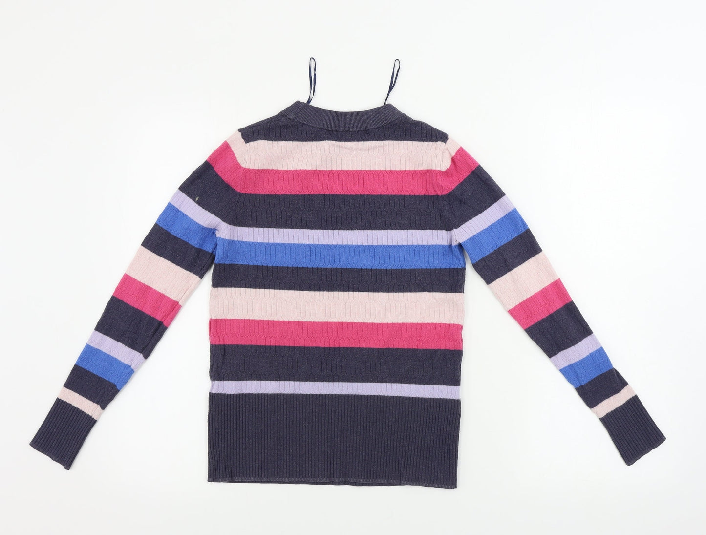 Marks and Spencer  Womens Grey Striped  Pullover Jumper Size 10