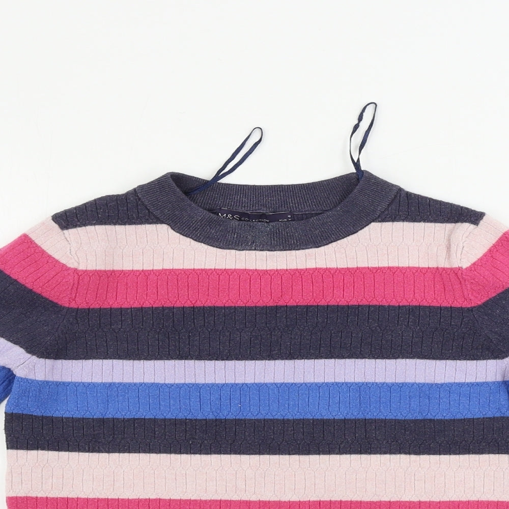 Marks and Spencer  Womens Grey Striped  Pullover Jumper Size 10