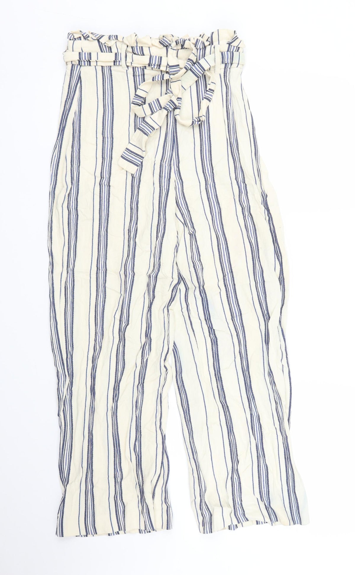 River Island Womens Beige Striped  Capri Trousers Size 8 L24 in