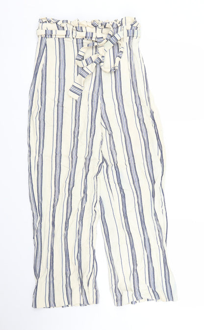 River Island Womens Beige Striped  Capri Trousers Size 8 L24 in