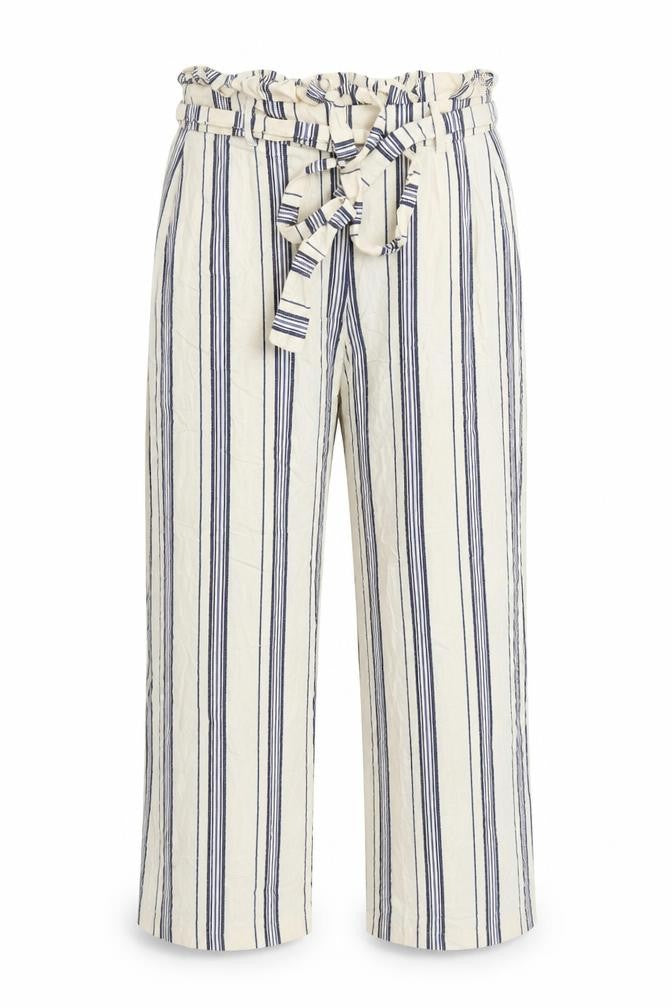 River Island Womens Beige Striped  Capri Trousers Size 8 L24 in