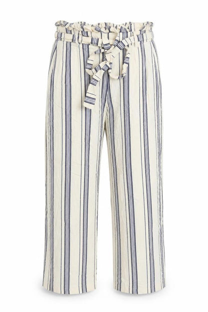 River Island Womens Beige Striped  Capri Trousers Size 8 L24 in