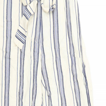 River Island Womens Beige Striped  Capri Trousers Size 8 L24 in