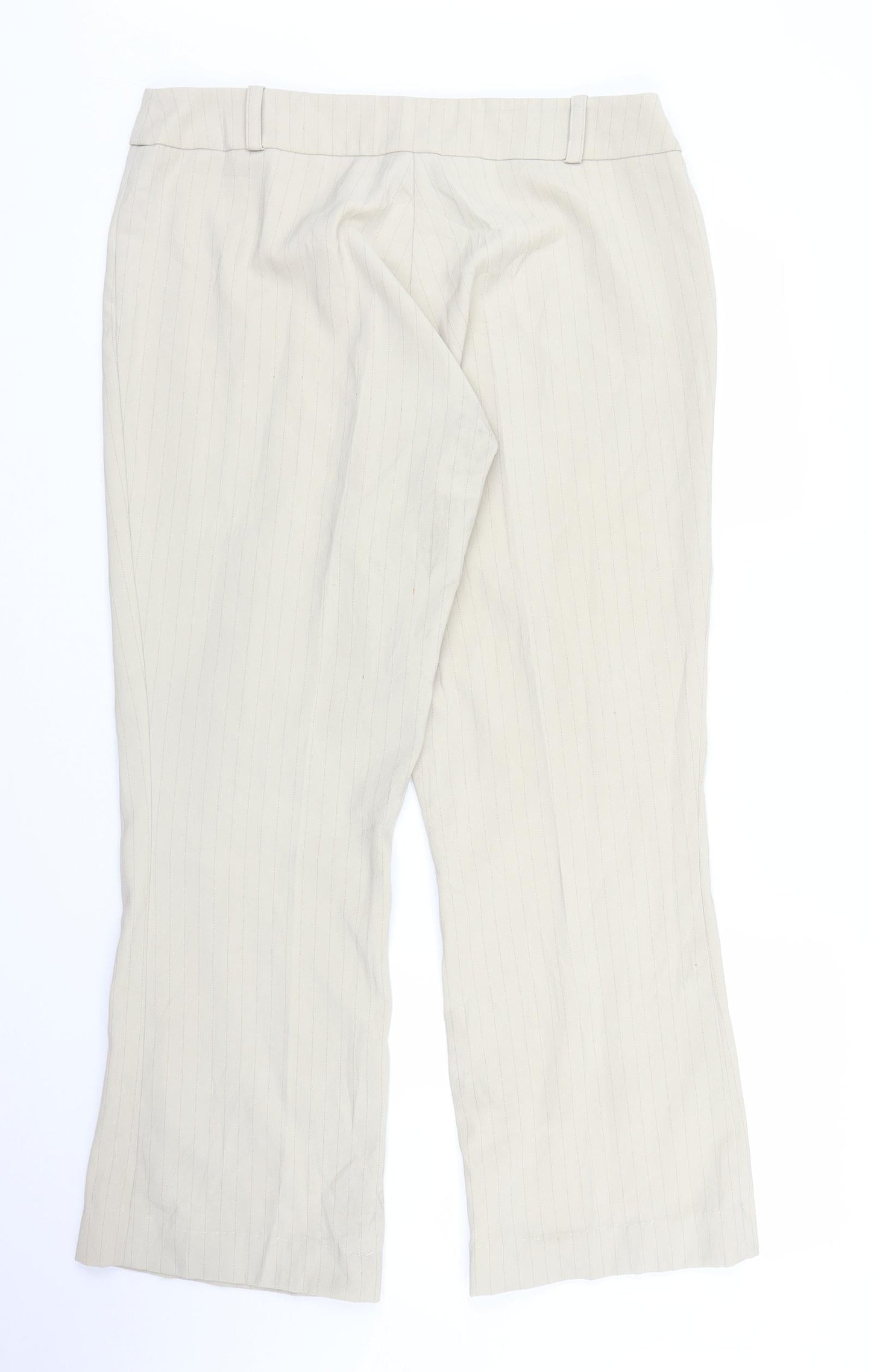 AMARANTO Womens Beige Striped  Trousers  Size 14 L29 in