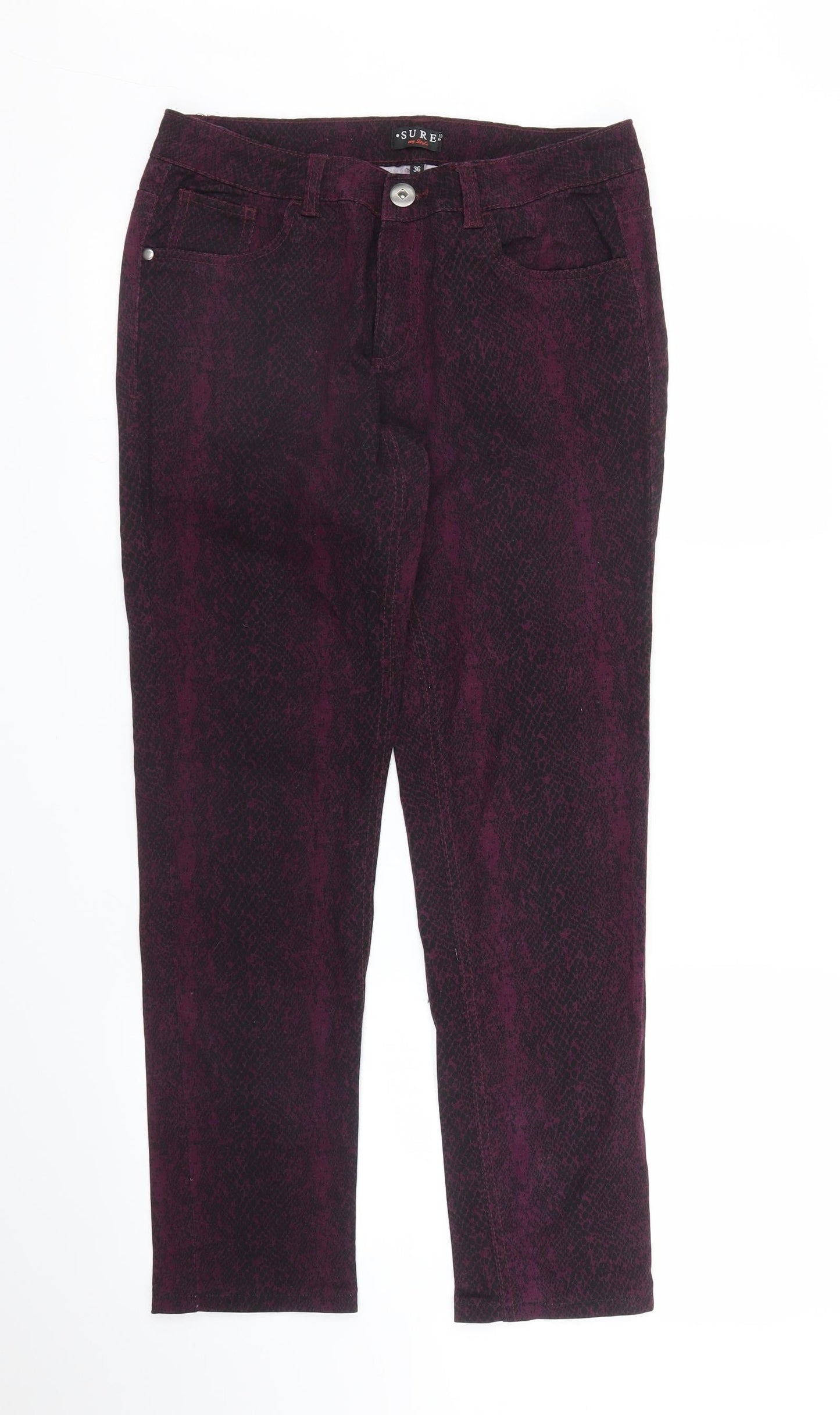 SURE Womens Purple Animal Print  Skinny Jeans Size 8 L26 in - Snake print