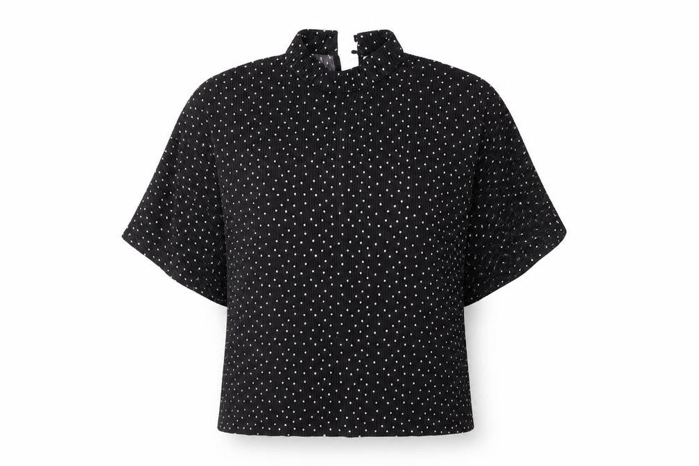 Jaqueline de Young Womens Black Polka Dot  Basic Blouse Size M