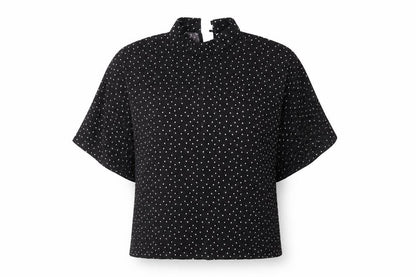Jaqueline de Young Womens Black Polka Dot  Basic Blouse Size M