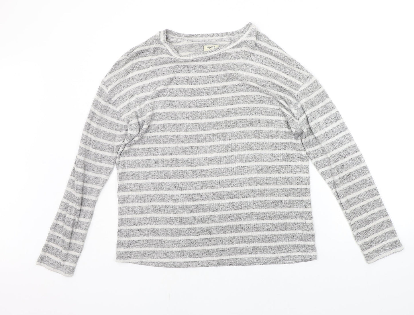 Papaya Womens Grey Striped  Pullover Jumper Size M