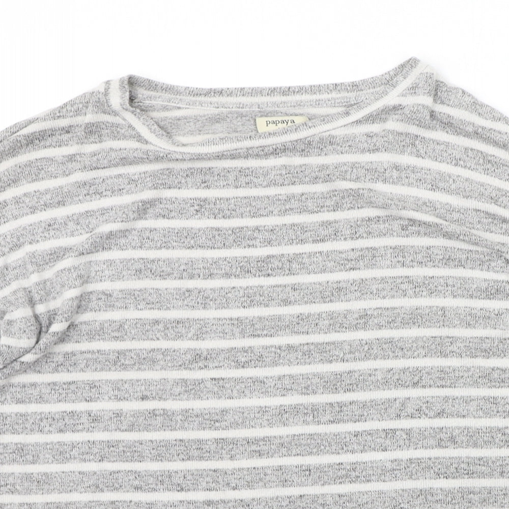 Papaya Womens Grey Striped  Pullover Jumper Size M