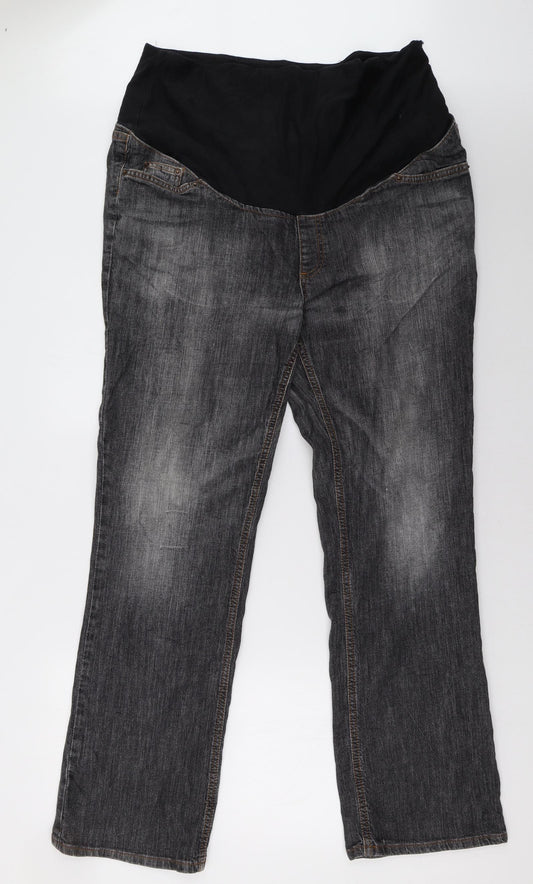 H&M Womens Grey  Denim Straight Jeans Size XL L32 in