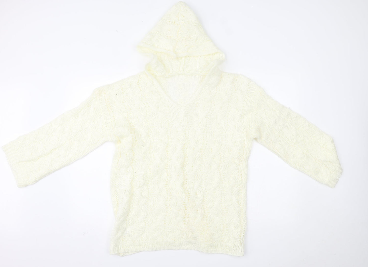Preworn Womens Ivory   Pullover Hoodie Size L