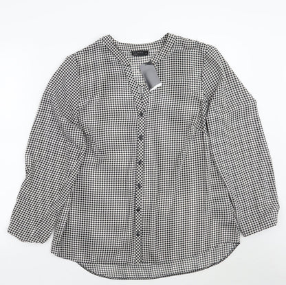 Preloved Papaya Womens White Check  Basic Button-Up Size 14 - Front