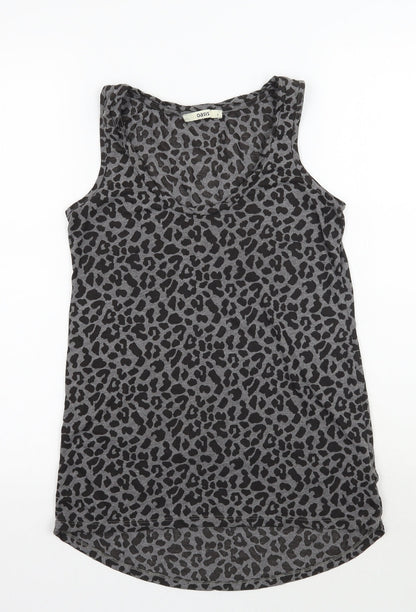 Oasis Womens Grey Animal Print  Basic Tank Size 8
