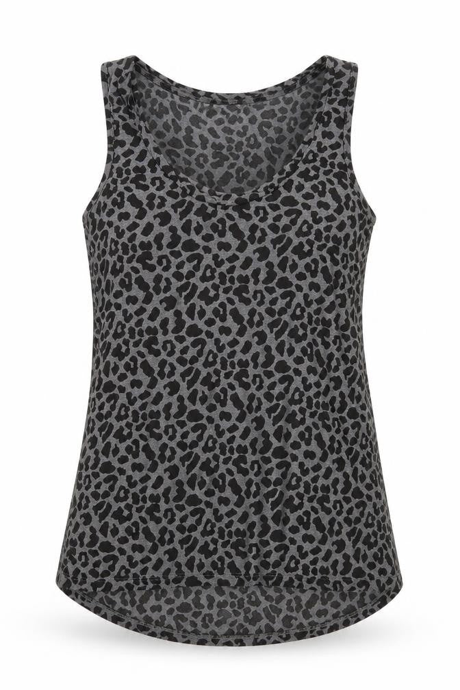 Oasis Womens Grey Animal Print  Basic Tank Size 8