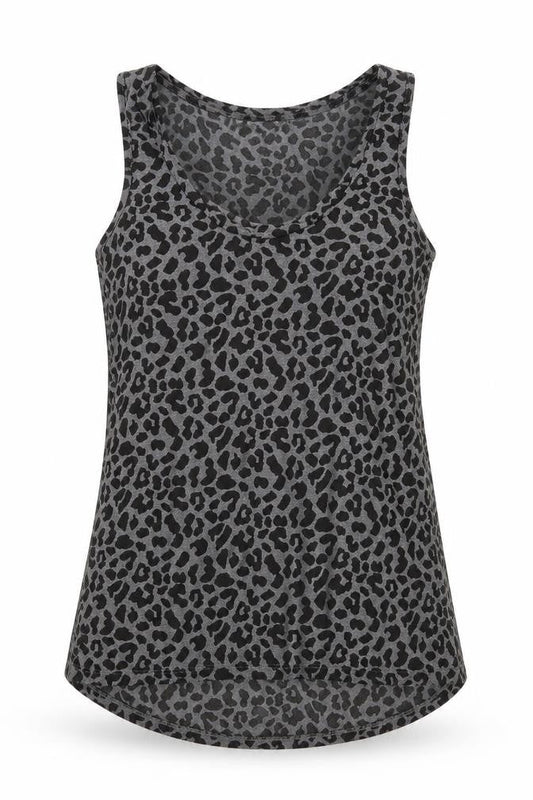Oasis Womens Grey Animal Print  Basic Tank Size 8