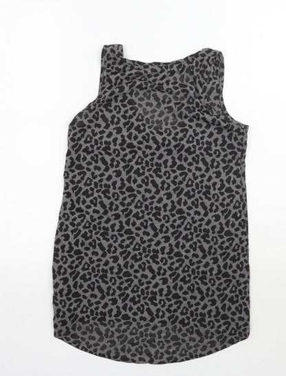 Oasis Womens Grey Animal Print  Basic Tank Size 8