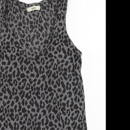 Oasis Womens Grey Animal Print  Basic Tank Size 8