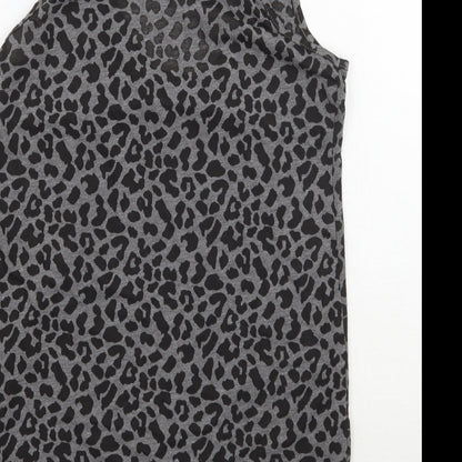 Oasis Womens Grey Animal Print  Basic Tank Size 8
