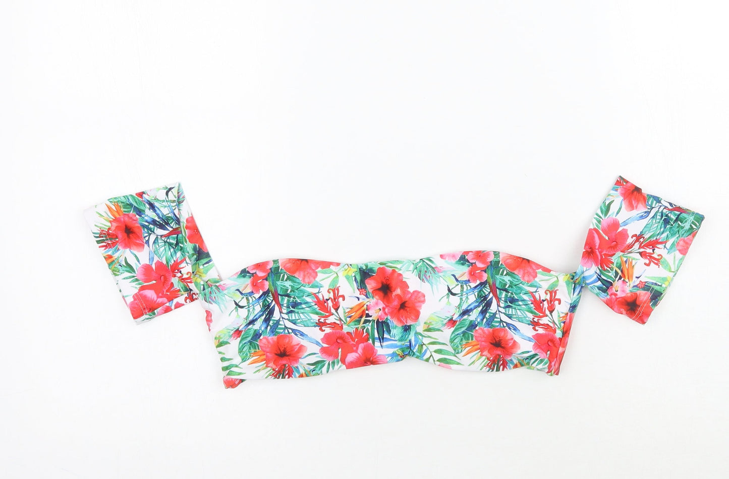Hello Womens White Floral  Cropped Tank Size 10