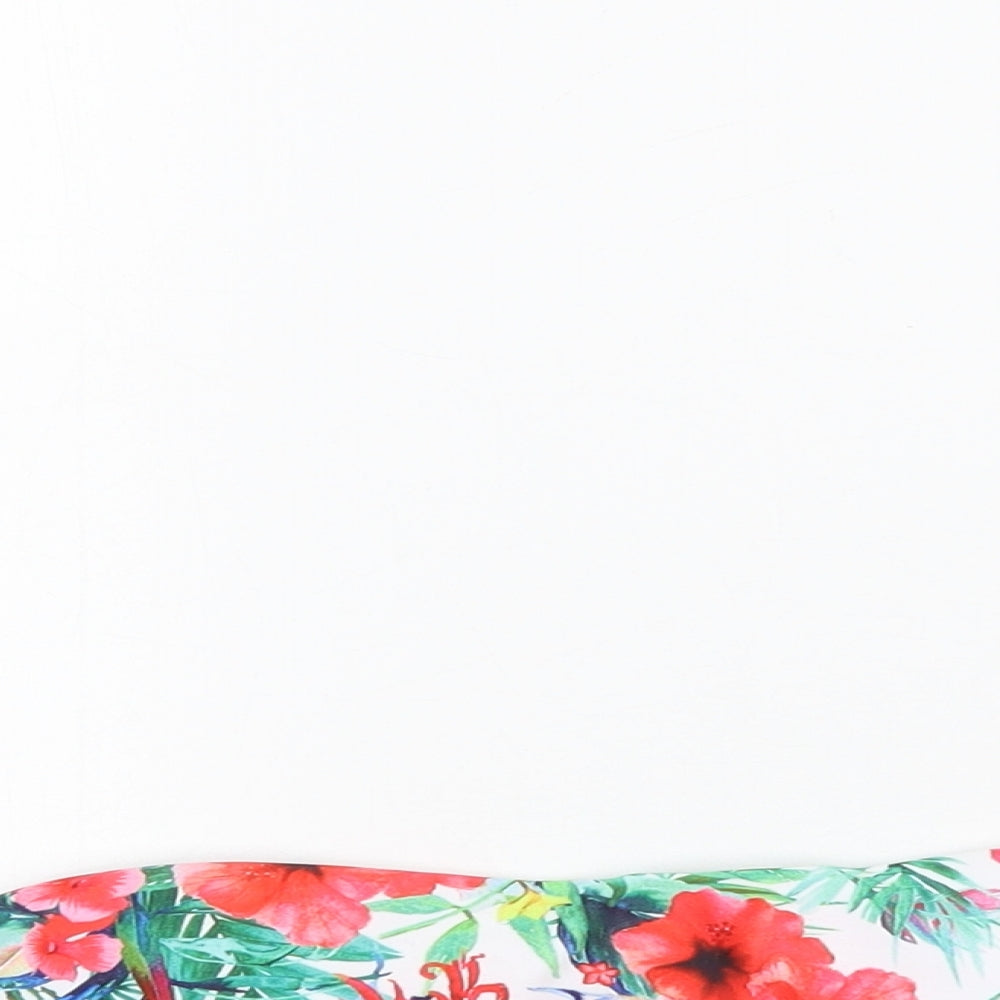 Hello Womens White Floral  Cropped Tank Size 10