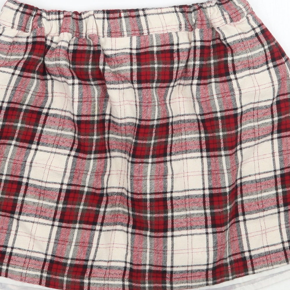 TU Girls Red Check  A-Line Skirt Size 3 Years