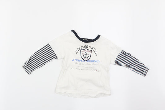 Beneton Boys Ivory Striped  Basic Casual Size 9-12 Months  - Docks & Piers