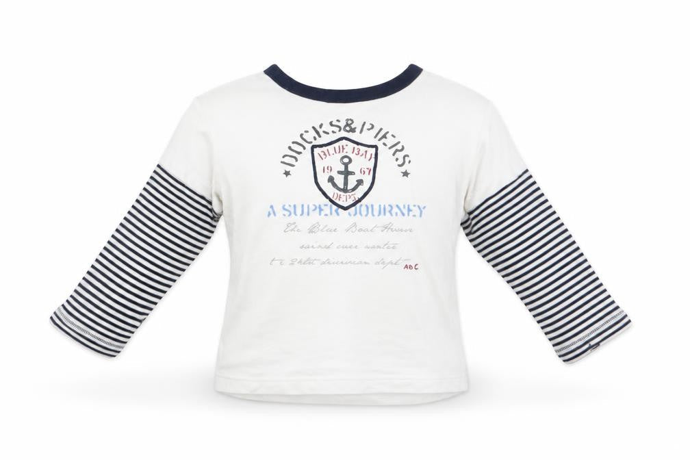 Beneton Boys Ivory Striped  Basic Casual Size 9-12 Months  - Docks & Piers