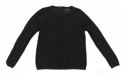 Next Womens Black   Pullover Jumper Size 8  - Open knit back zip subtle shimmer