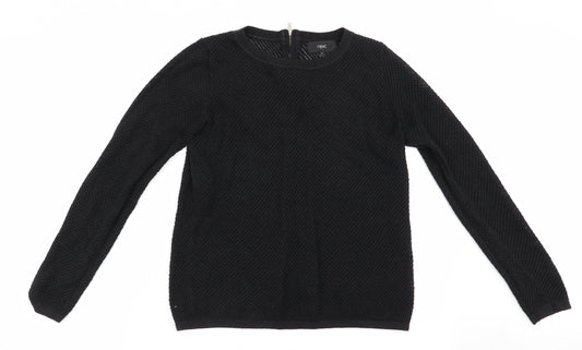 NEXT Womens Black   Pullover Jumper Size 8  - Open knit back zip subtle shimmer