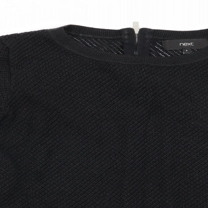 Next Womens Black   Pullover Jumper Size 8  - Open knit back zip subtle shimmer