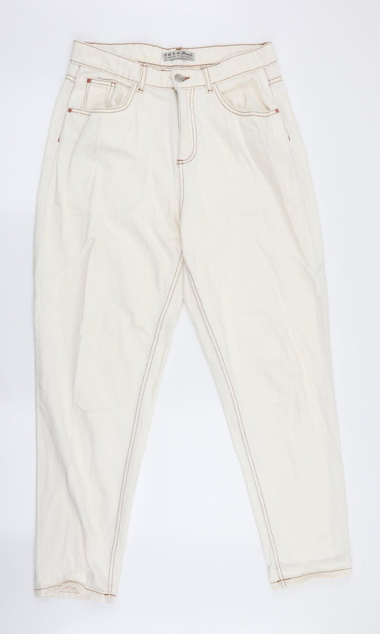 Denim Co Womens Ivory   Straight Jeans Size 12 L28.5 in