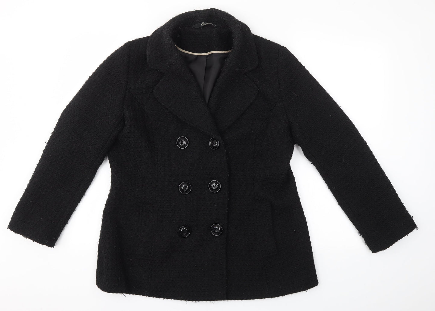 BM COLLECTION Womens Black   Overcoat Coat Size 14
