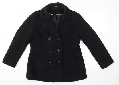 Bonmarché Womens Black Overcoat Coat Size 14