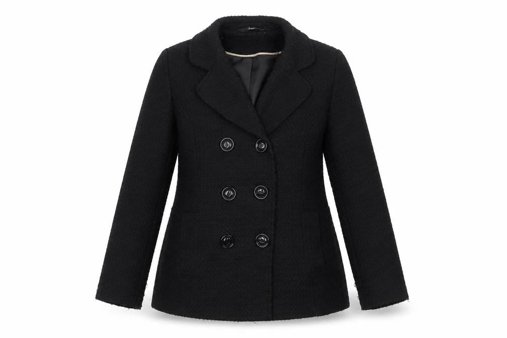 BM COLLECTION Womens Black   Overcoat Coat Size 14