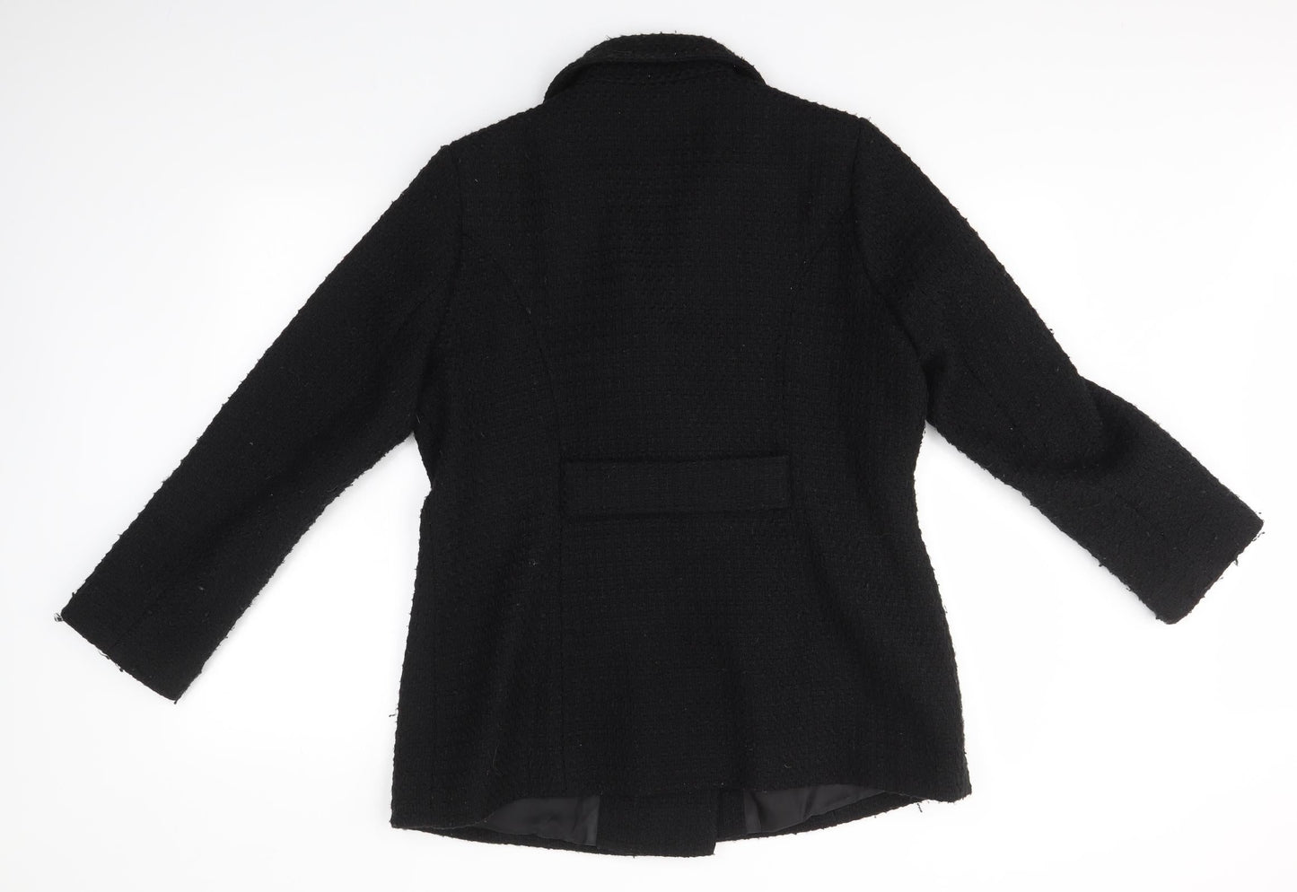 BM COLLECTION Womens Black   Overcoat Coat Size 14