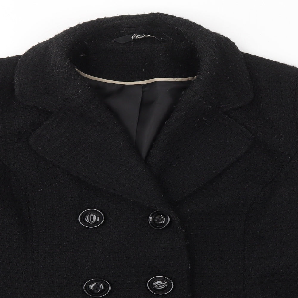 BM COLLECTION Womens Black   Overcoat Coat Size 14