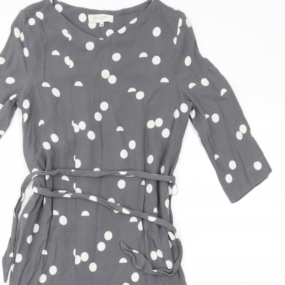 selectewd Womens Grey Polka Dot  A-Line  Size 6