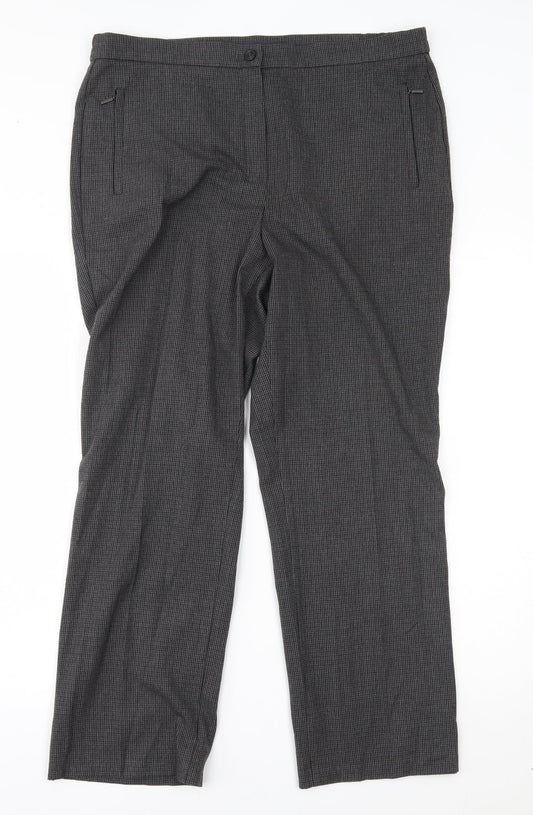 M&S Womens Grey Plaid  Trousers  Size 14 L26 in