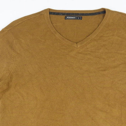 Preloved Peacocks Mens Brown   Pullover Jumper Size L - Detail