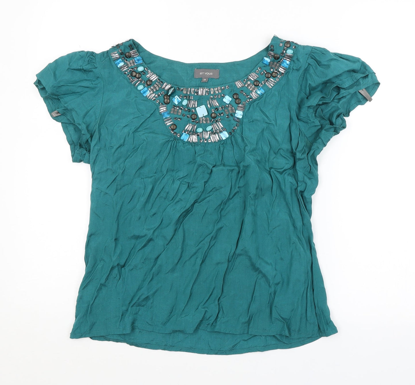 ET VOUS Womens Blue   Basic Blouse Size 10