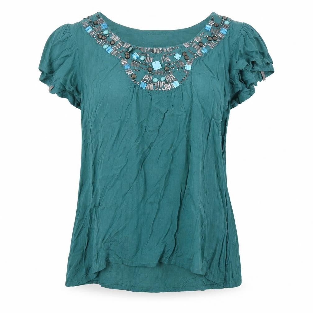 ET VOUS Womens Blue   Basic Blouse Size 10