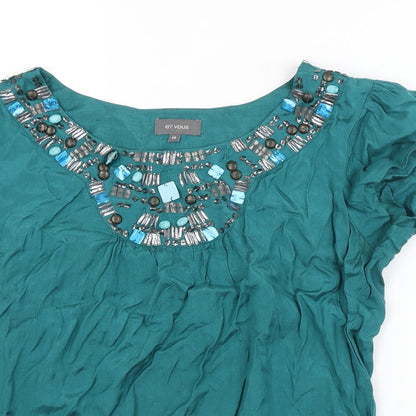 ET VOUS Womens Blue   Basic Blouse Size 10