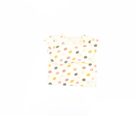 Primark Baby Beige Polka Dot  Basic T-Shirt Size 6-9 Months