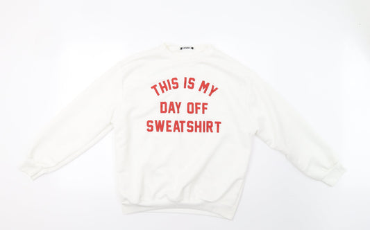 Oui Womens White   Pullover Sweatshirt Size L  - Day Off
